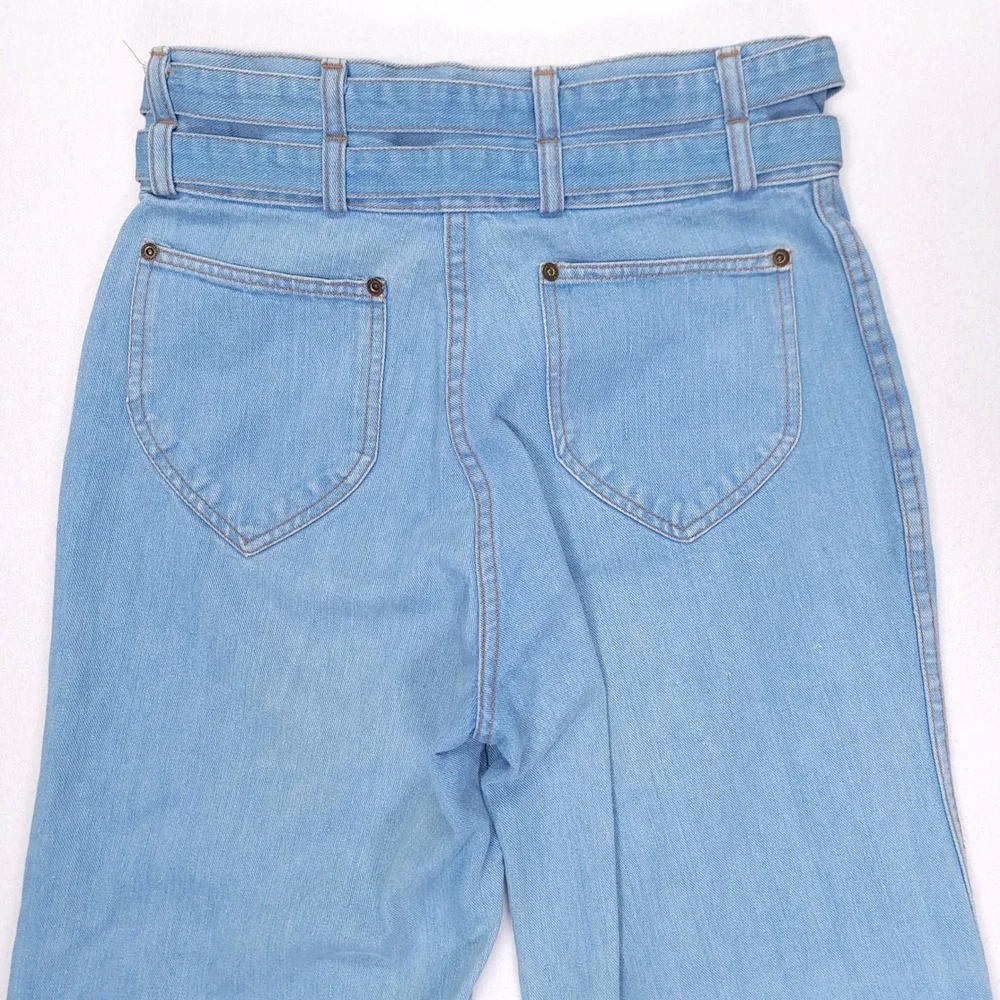 Pentimento Vintage High Waisted Wide Leg Double Belt Jeans Light Wash 13L - Picture 5 of 10